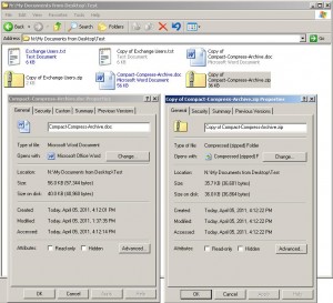 Compact (the native NTFS compression) vs Compress the send to Zipped Folder