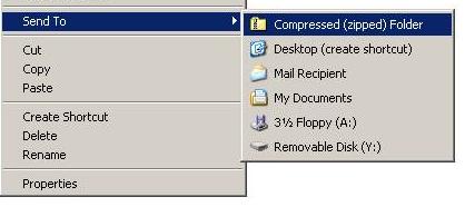 Send to Compressed (Zipped) folder